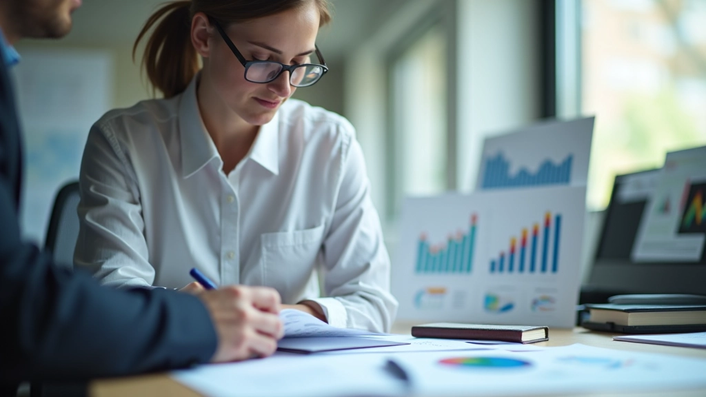 Wirtschaftsanalyst arbeitet mit Diagrammen und Trendlinien zur Interpretation von Konjunkturdaten und Geschäftsklimaindikatoren