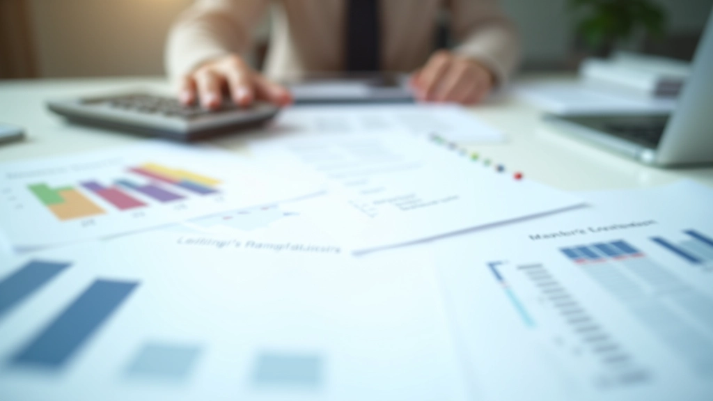 Wirtschaftsdaten und Geschäftsdokumentation auf einem Schreibtisch mit Diagrammen und Analysen